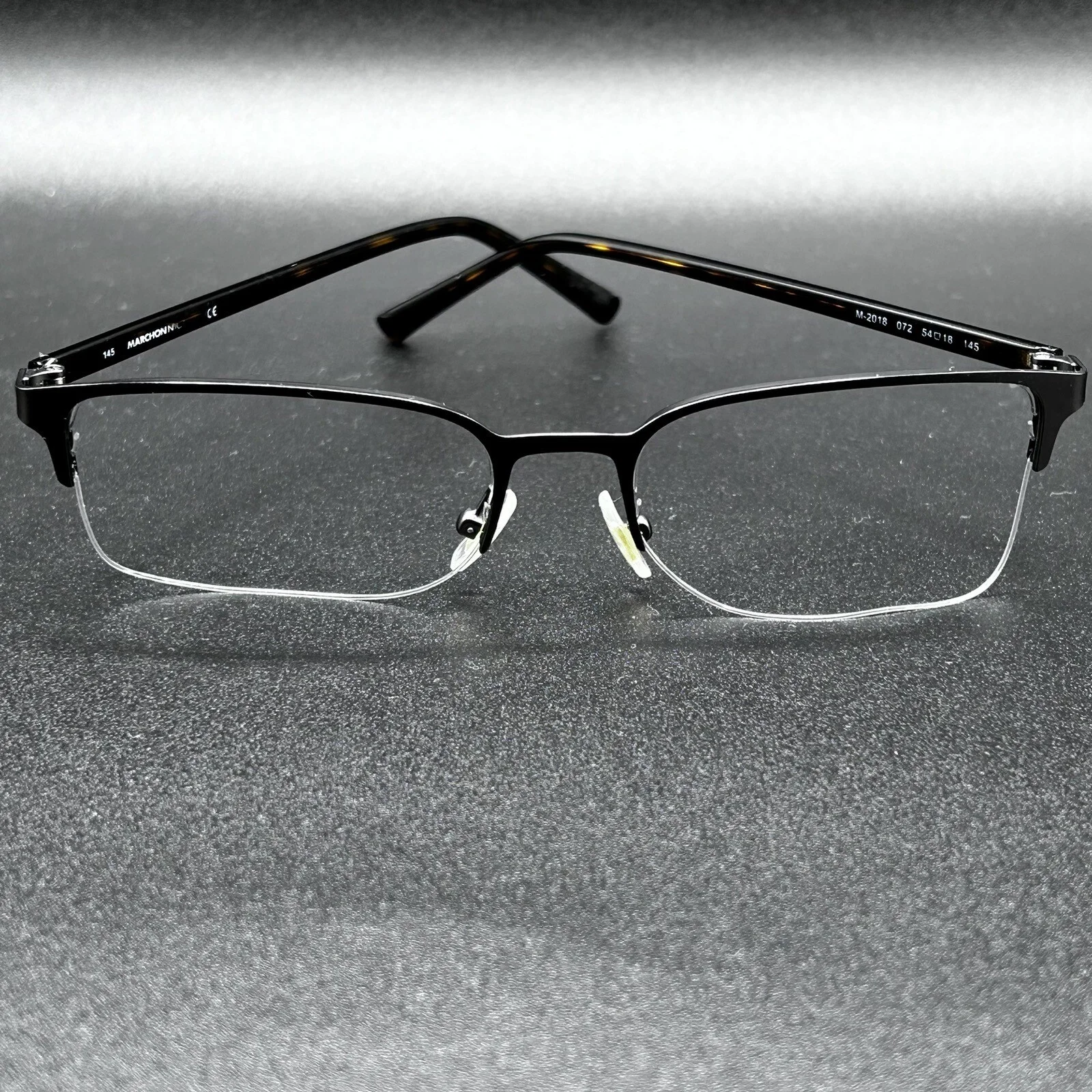 Marchon M-2018 072 Half-Rim Eyeglasses Gunmetal Brown Tort 54-18-145 Used 2